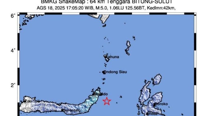 BMKG Ungkap Penyebab Gempa M 5,2 di Bitung: Subduksi Laut Maluku sebagai Faktor Utama