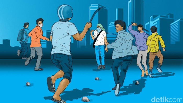 2 Remaja Dibekuk saat hendak Tawuran di Tangsel, Sajam hingga Air Keras Disita